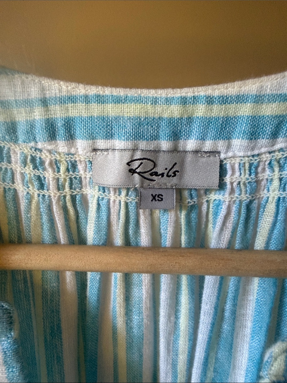 Rails Augustine Light Blue Striped Smocked-Waist Mini Dress Size XS - Picture 9 of 12